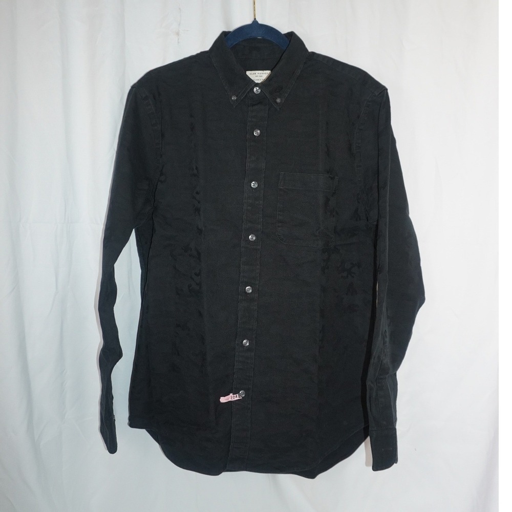 Club Monaco Mens Classic Fit Japanese Fabric Black Button Down Shirt M Western